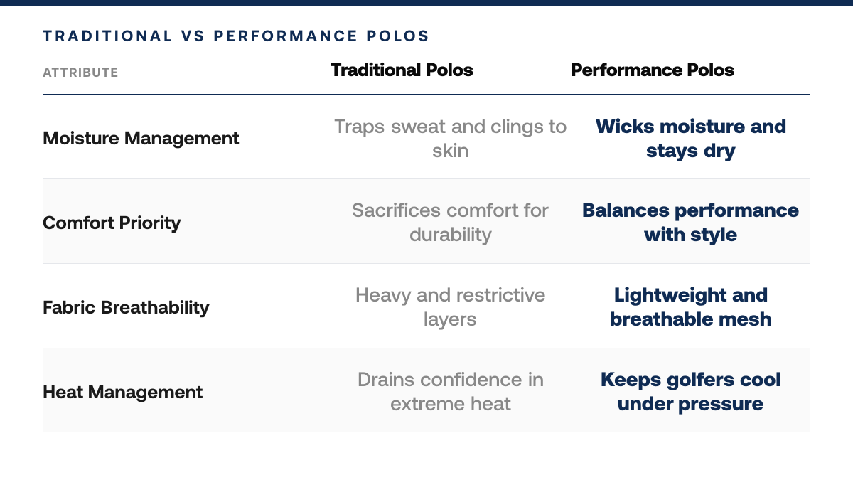 5 Best Golf Polos for Hot Weather Conditions, comparison-grid