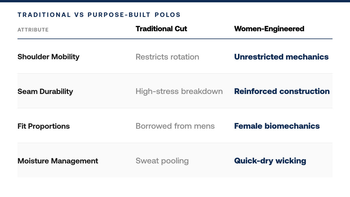 5 Performance Golf Polos Built for Women's Mobility, comparison-grid