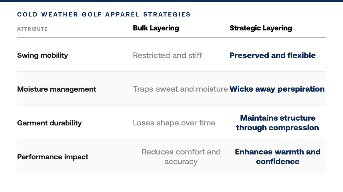 Golf Apparel for Early Morning & Cold Weather Rounds, comparison-grid