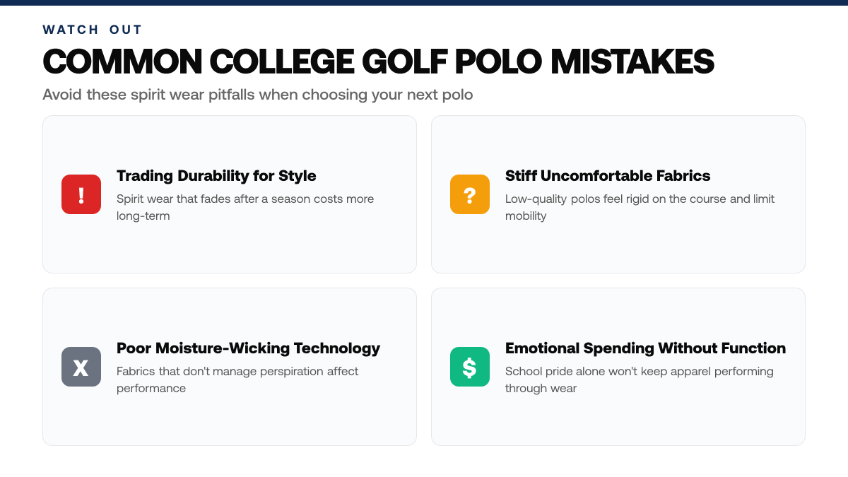 5 Top College Town Golf Polos & Spirit Wear Ideas, warning-callouts