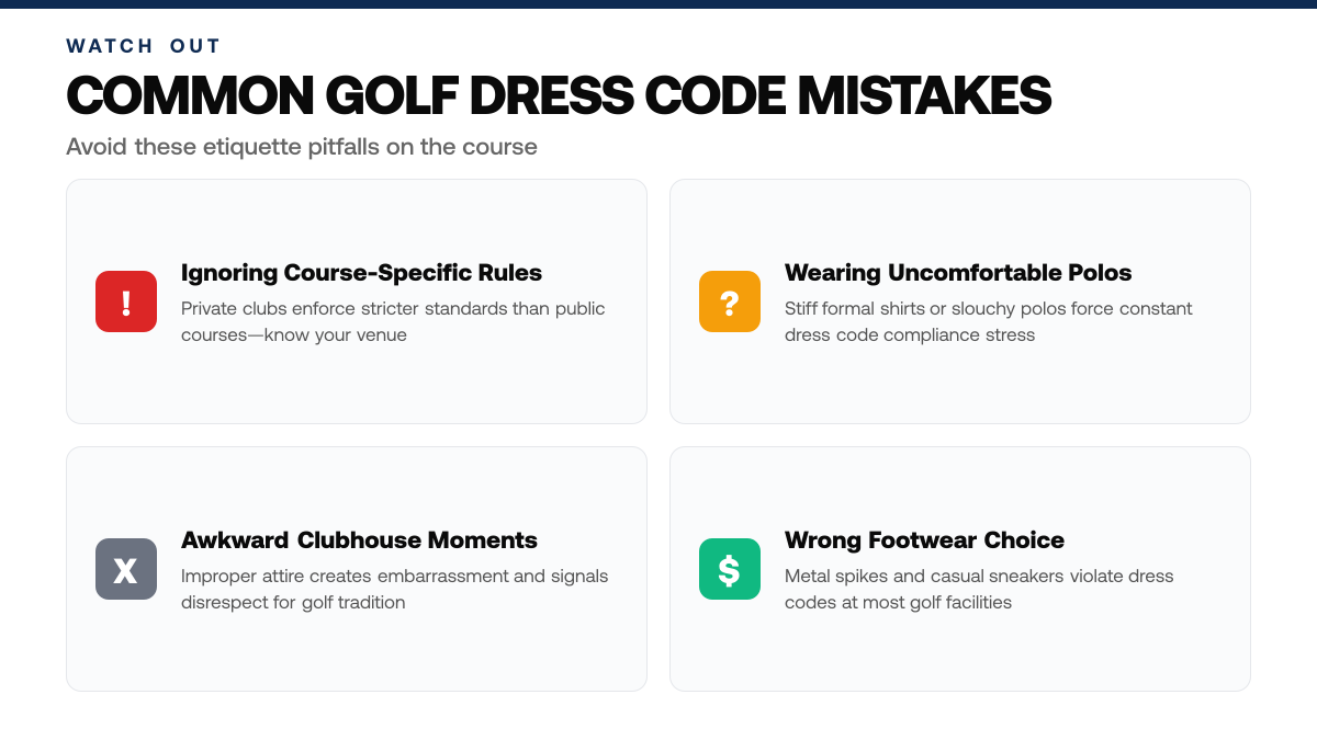 What to Wear: Golf Etiquette Dress Code by Course Type — warning-callouts