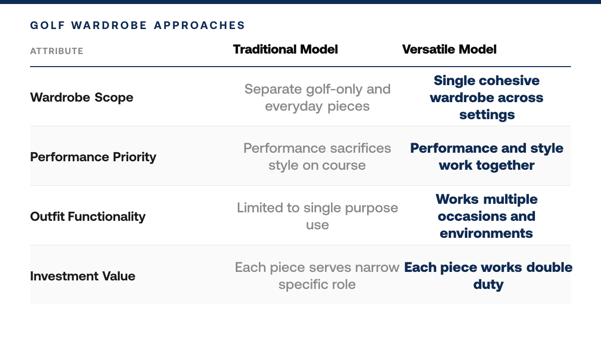 How to Build Golf Outfits That Work On & Off Course, comparison-grid