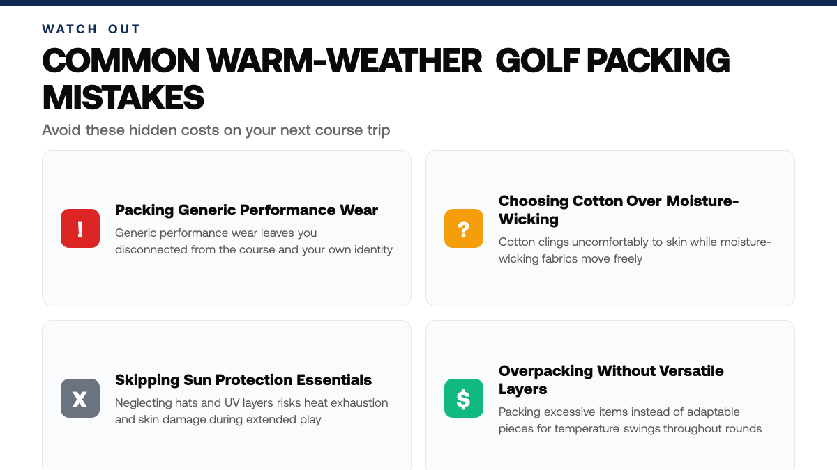 Golf Trip Packing List for Warm Weather Courses, warning-callouts