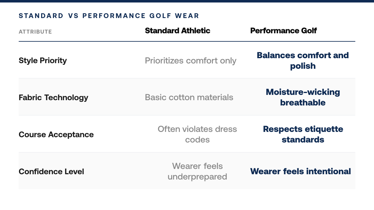 How to Look Polished on the Golf Course, comparison-grid
