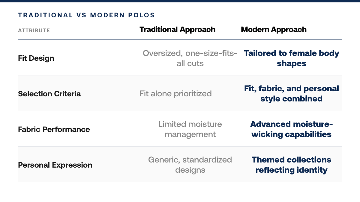 How to Choose Golf Polos for Women Golfers — comparison-grid