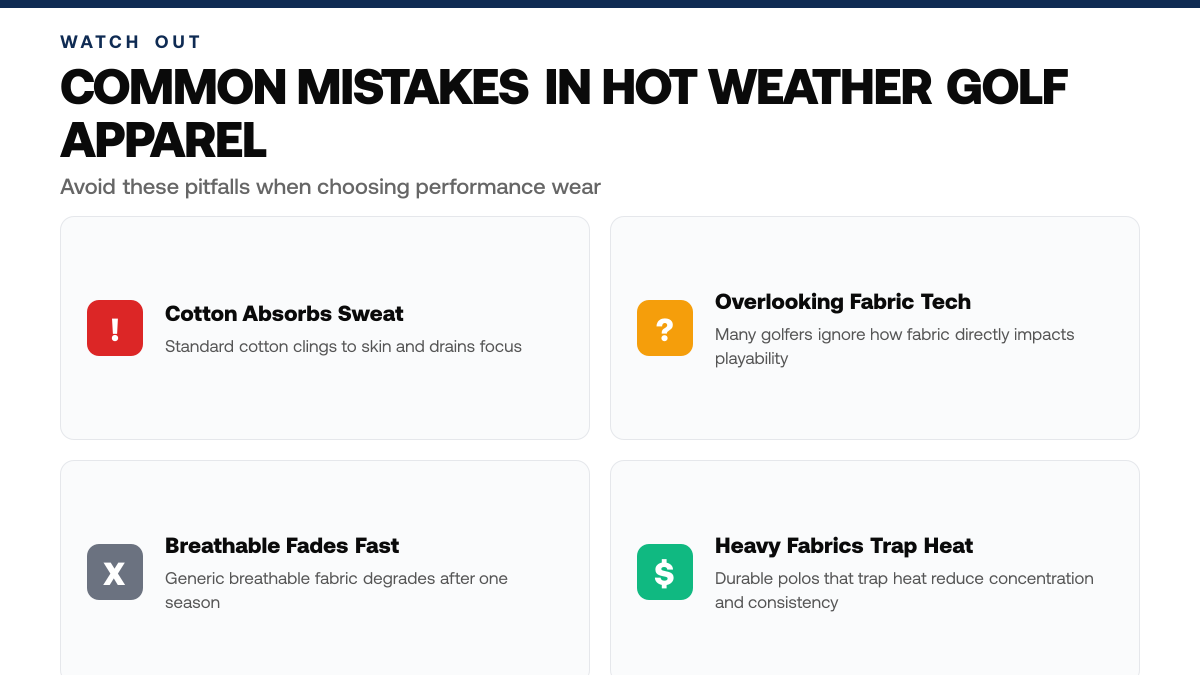 How to Choose Performance Golf Apparel for Hot Weather, warning-callouts