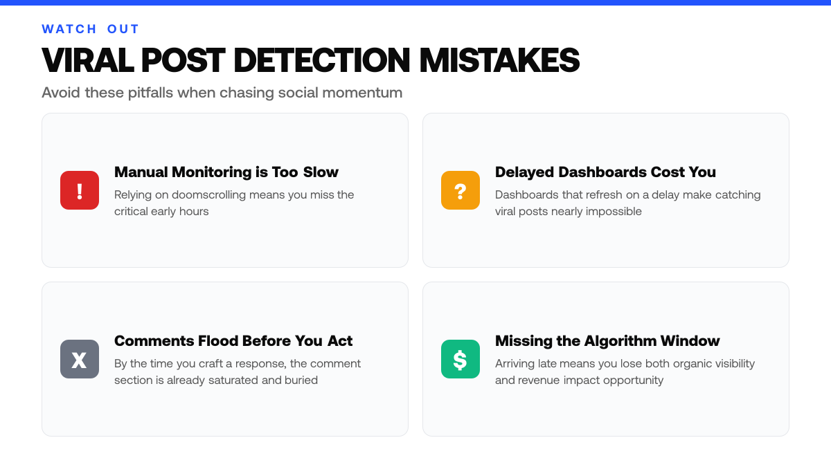 How to Find Viral Posts Before Comments Flood, warning-callouts