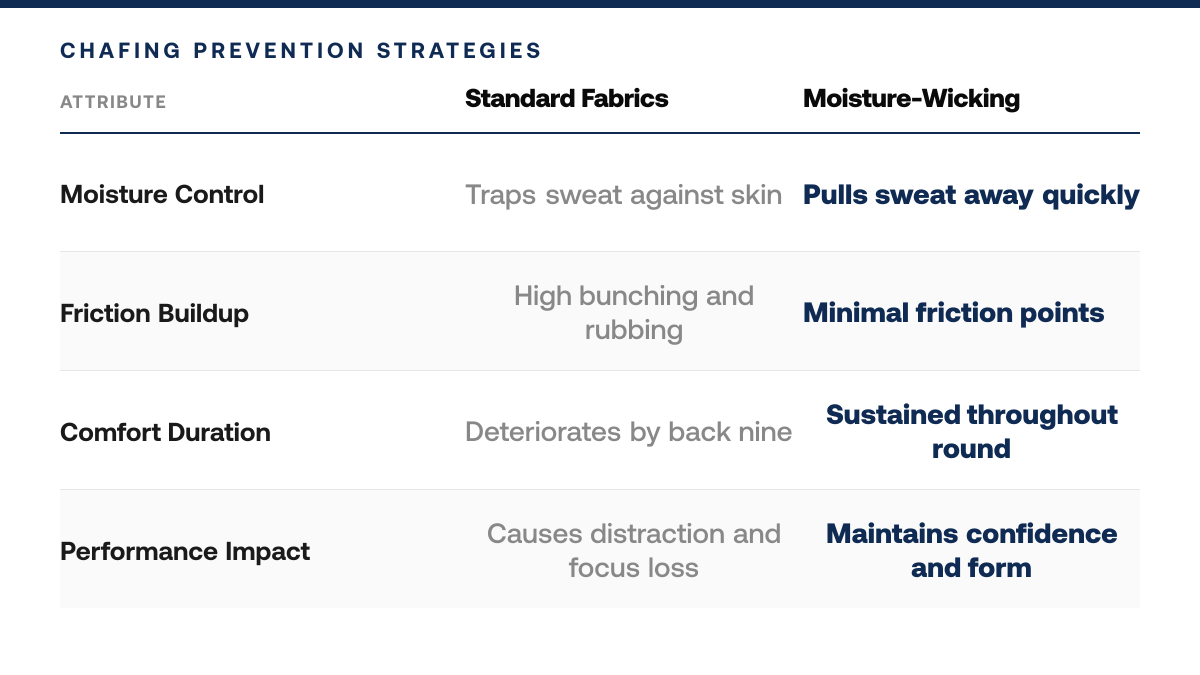 How to Prevent Chafing While Golfing All Day, comparison-grid