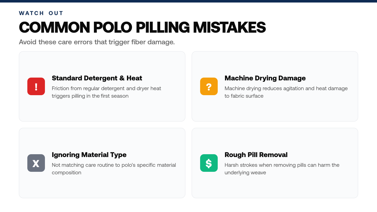 How to Prevent Golf Polo Pilling (Fabric Care Guide) — warning-callouts