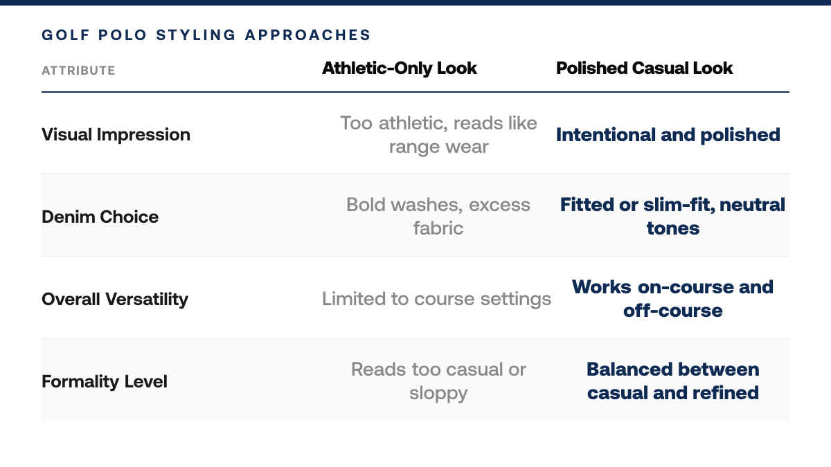 How to Style Golf Polos With Jeans (Off-Course Guide) — comparison-grid