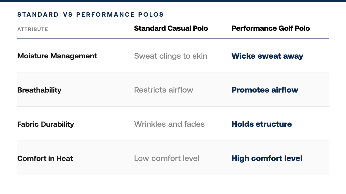 How to Find the Best Performance Golf Polos for Hot Weather, comparison-grid