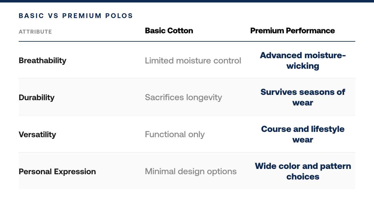 Why Golfers Choose Premium Performance Polos — comparison-grid