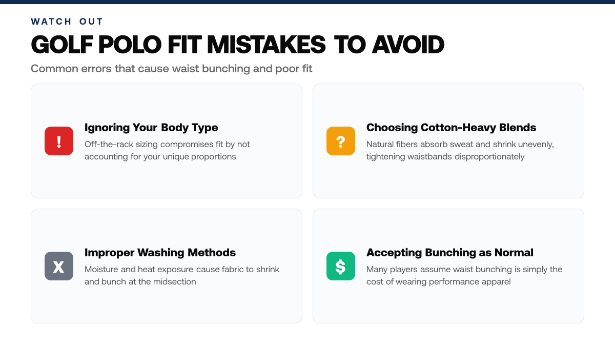 Why Golf Polos Bunch at the Waist (& Fixes), warning-callouts