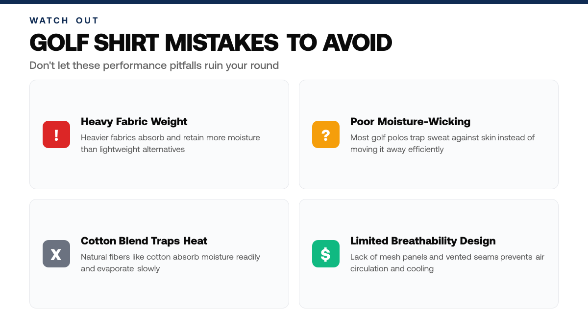 Why Golf Shirts Feel Heavy in Hot Weather (& Fixes), warning-callouts
