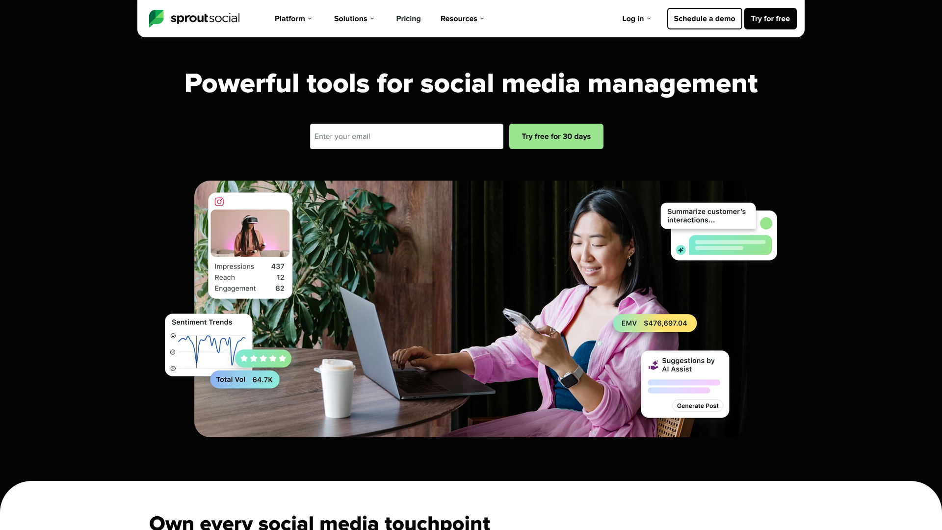 Sprout Social homepage screenshot
