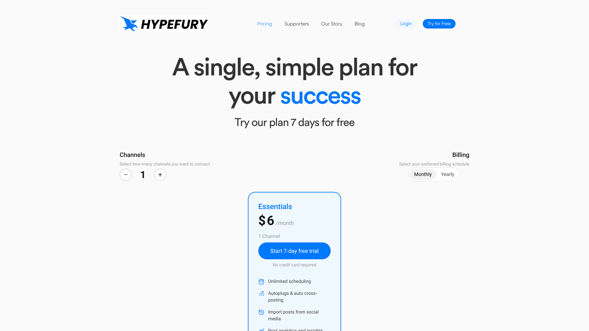 Hypefury pricing page