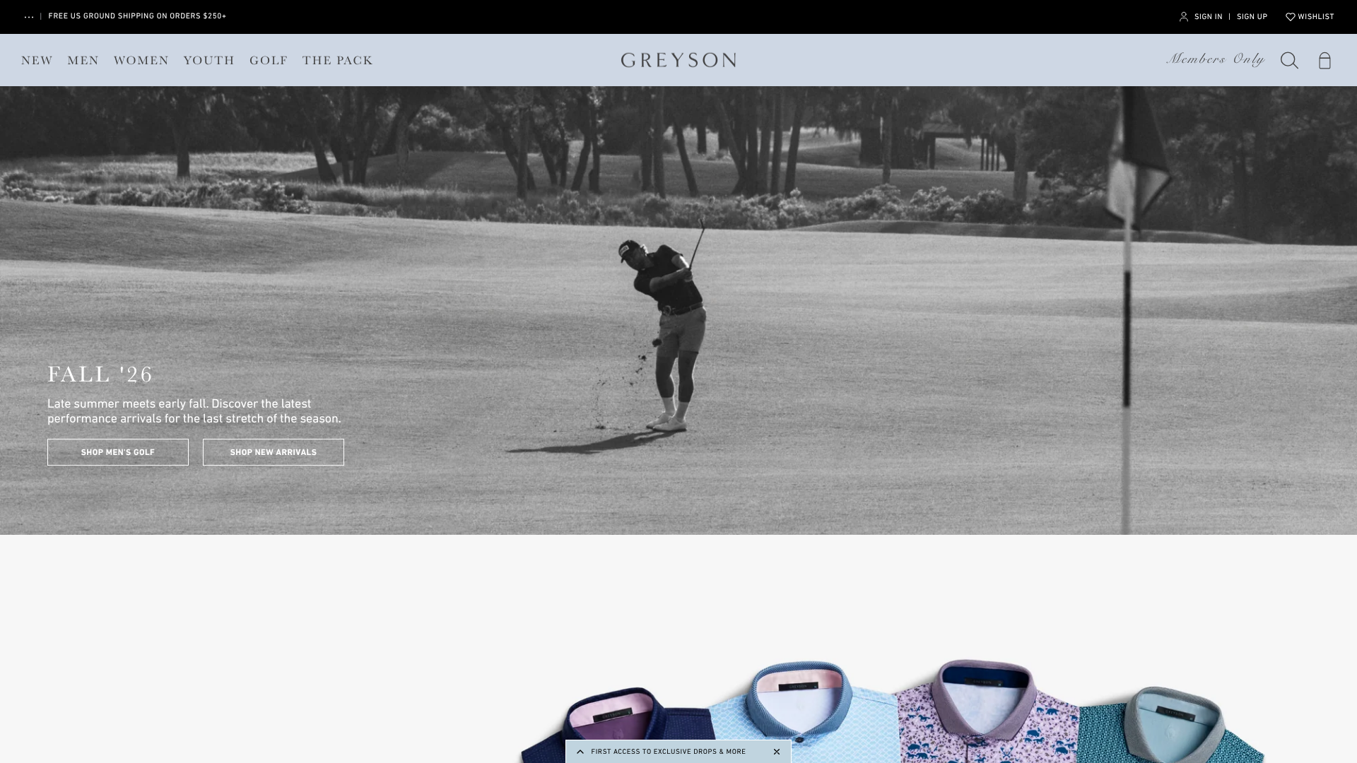 Greyson Clothiers homepage screenshot