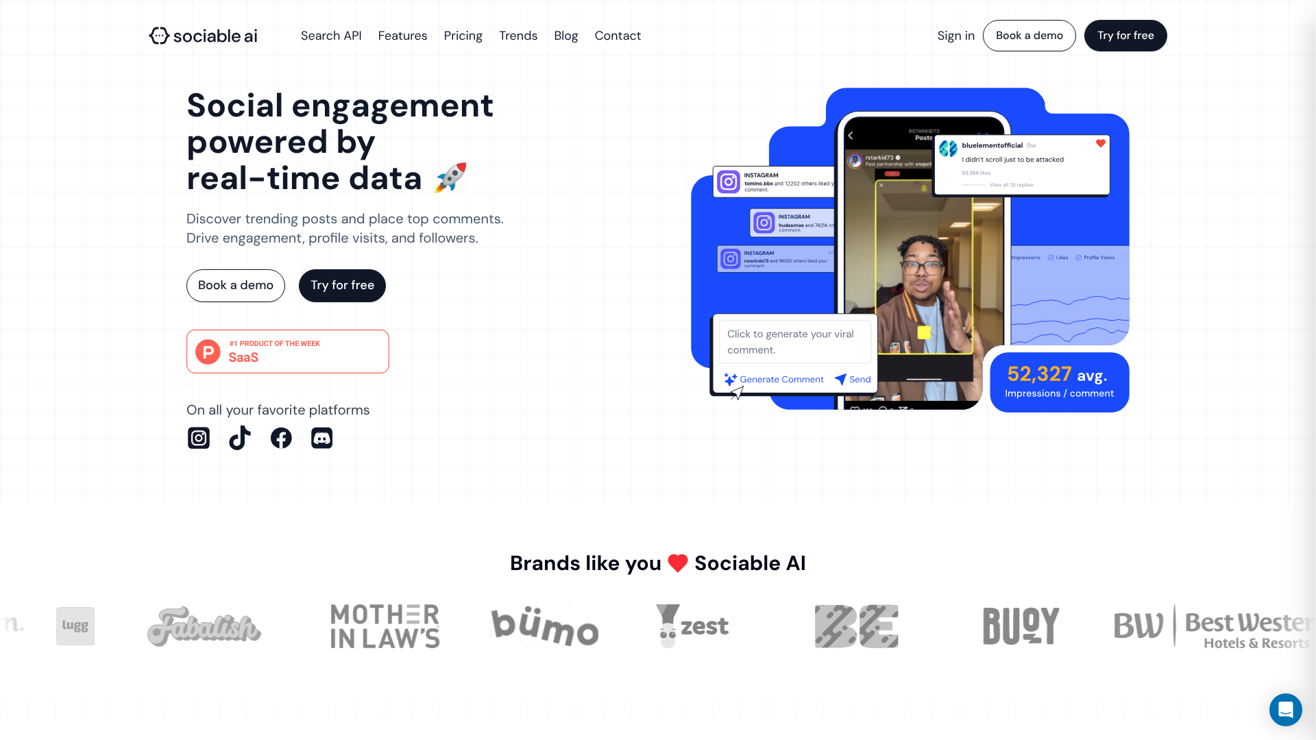 Sociable AI homepage screenshot