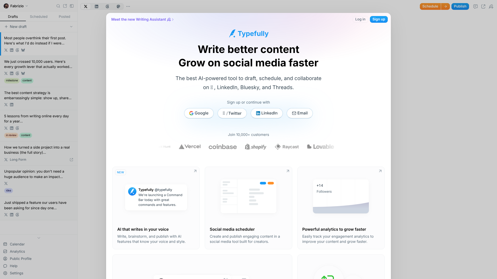 Typefully homepage screenshot