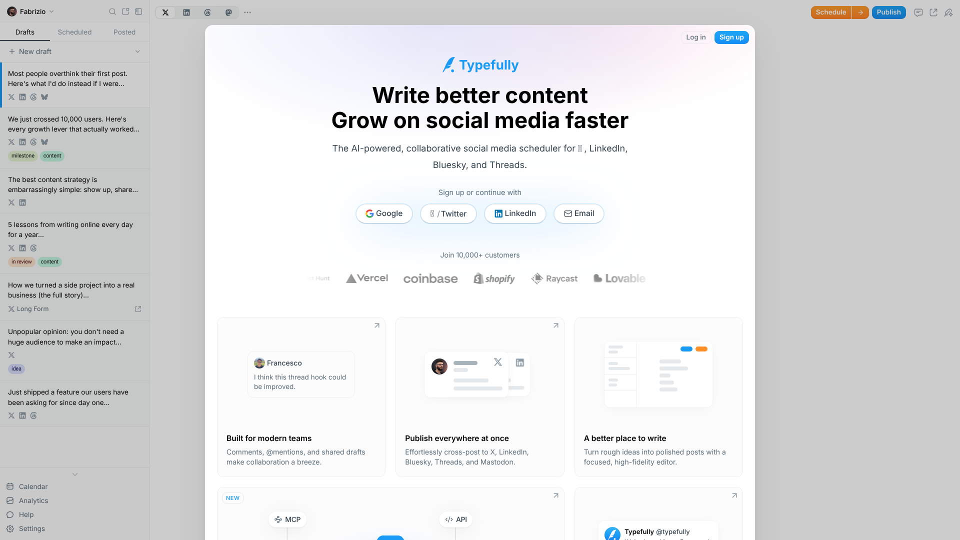 Typefully homepage screenshot