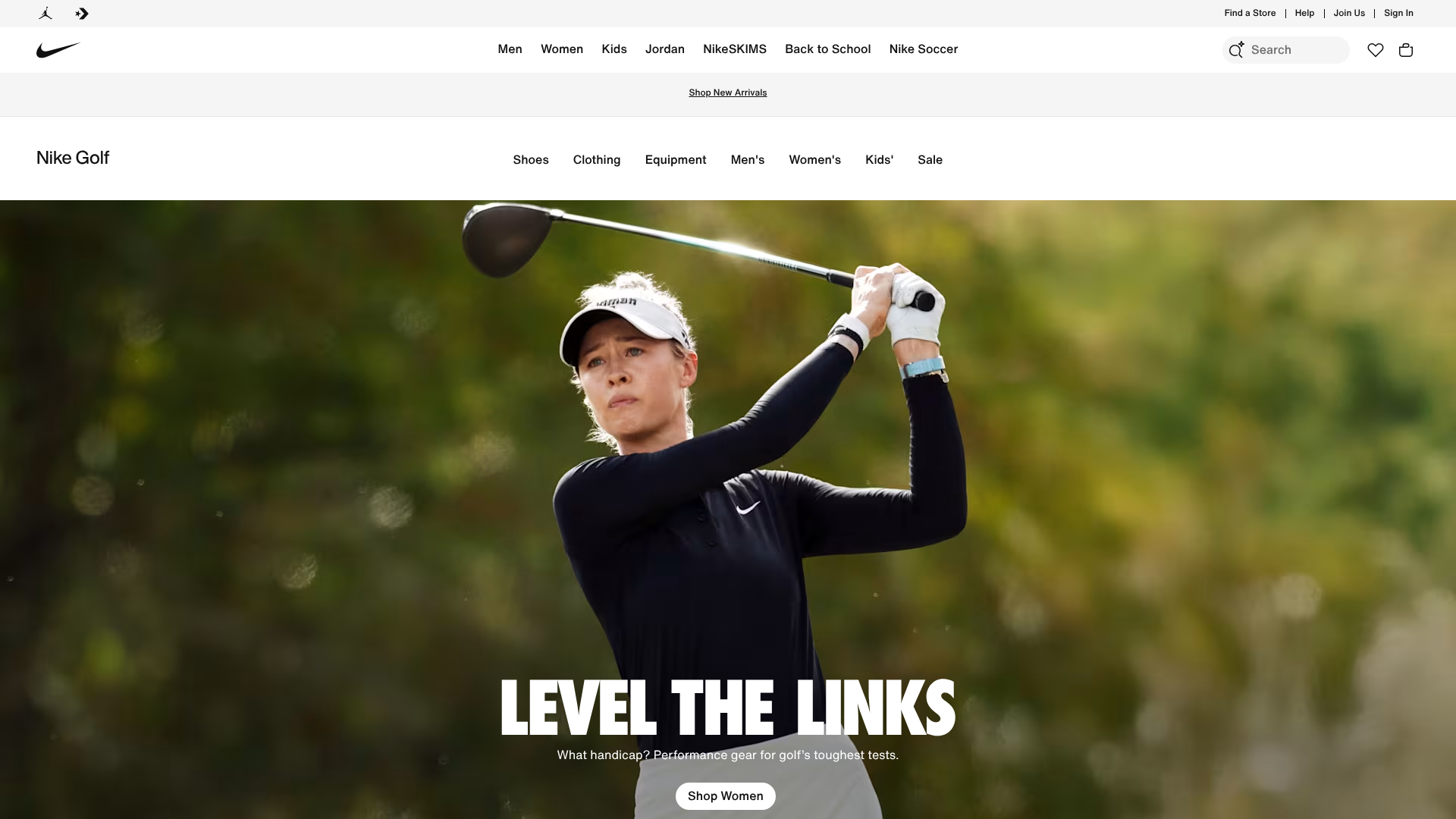 Nike Golf homepage screenshot Nike Golf homepage screenshot
