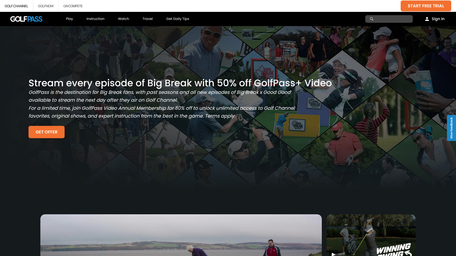 GolfPass homepage screenshot