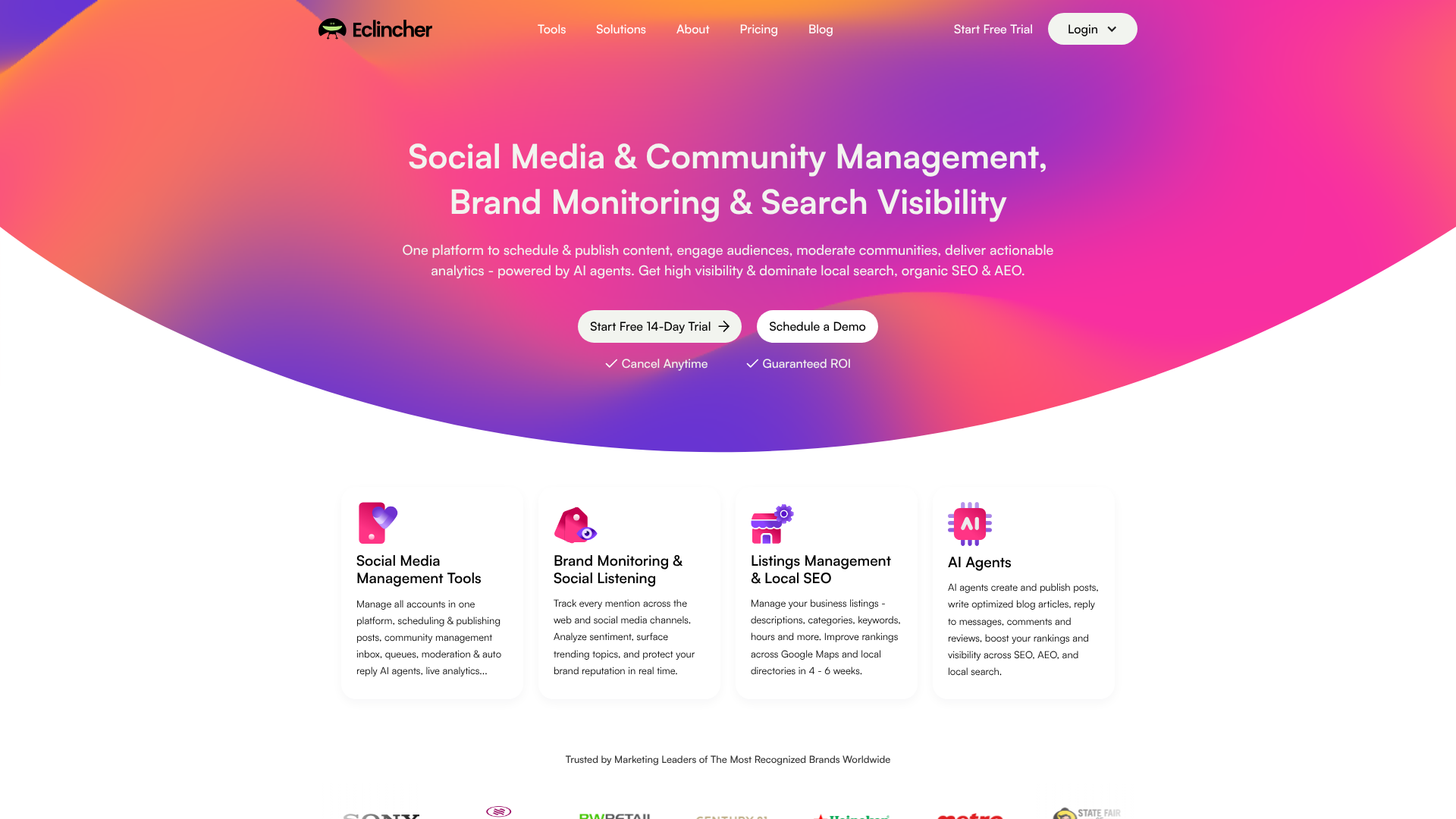 Eclincher homepage screenshot