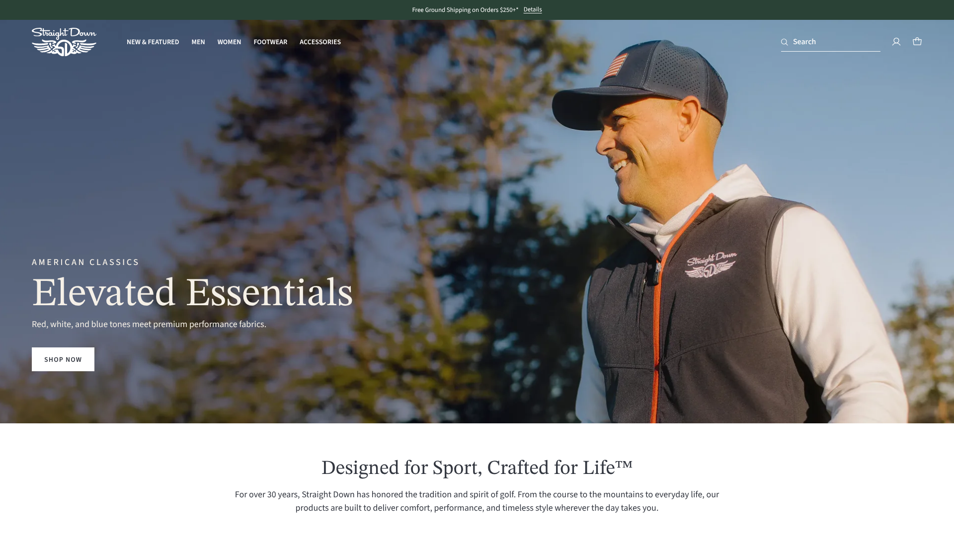 Straight Down homepage screenshot