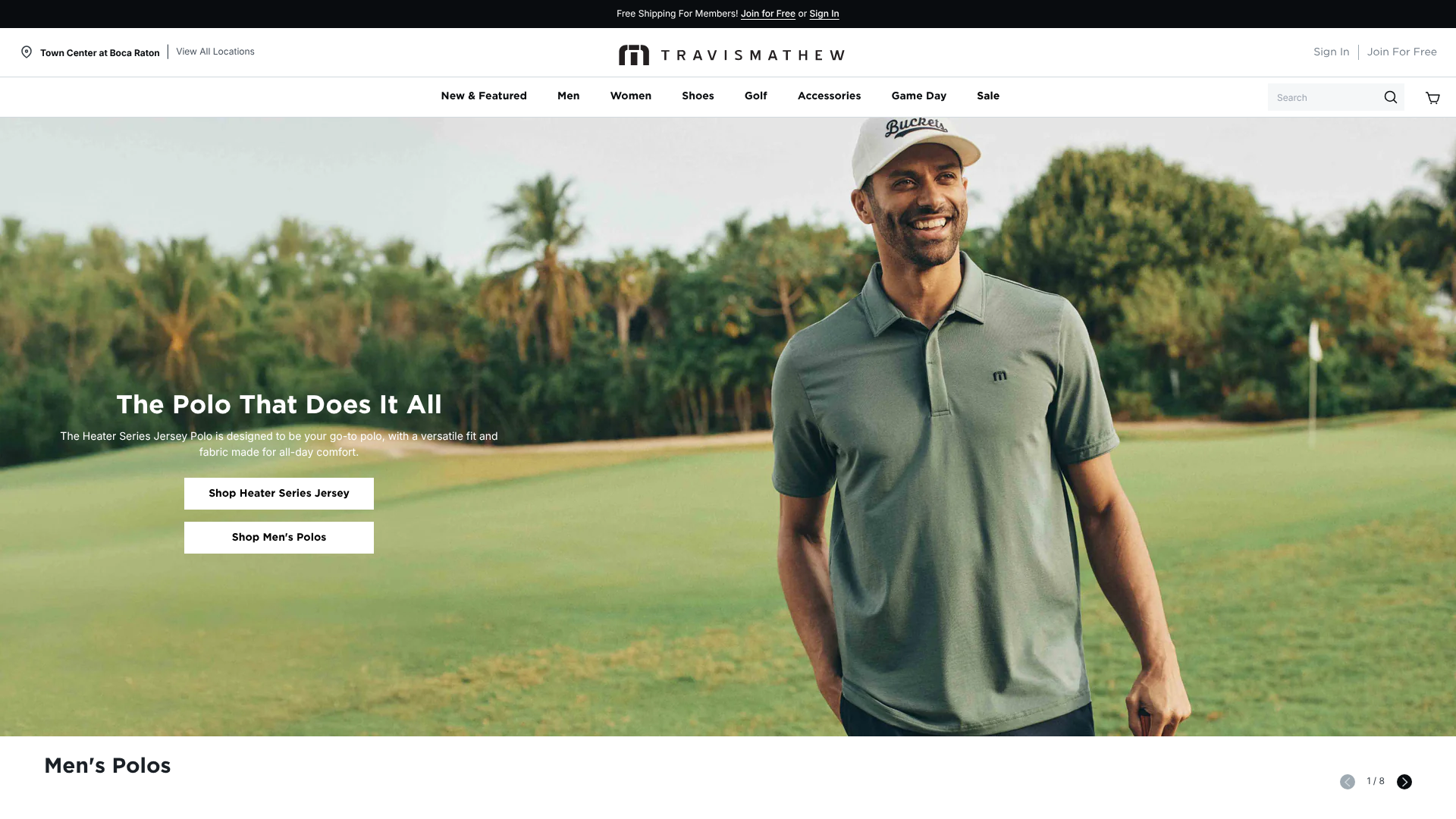 TravisMathew homepage screenshot