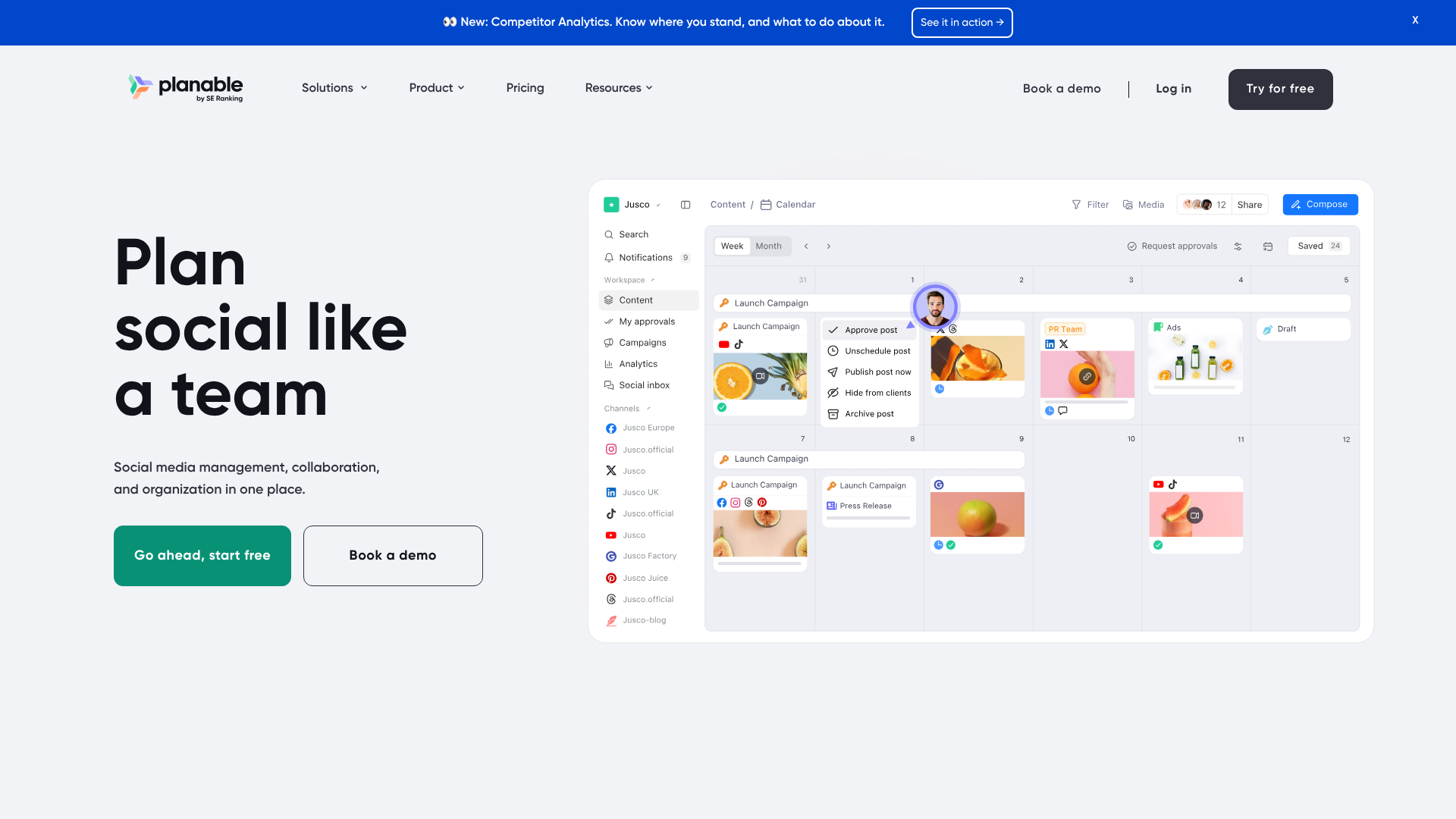 Planable homepage screenshot Planable homepage screenshot
