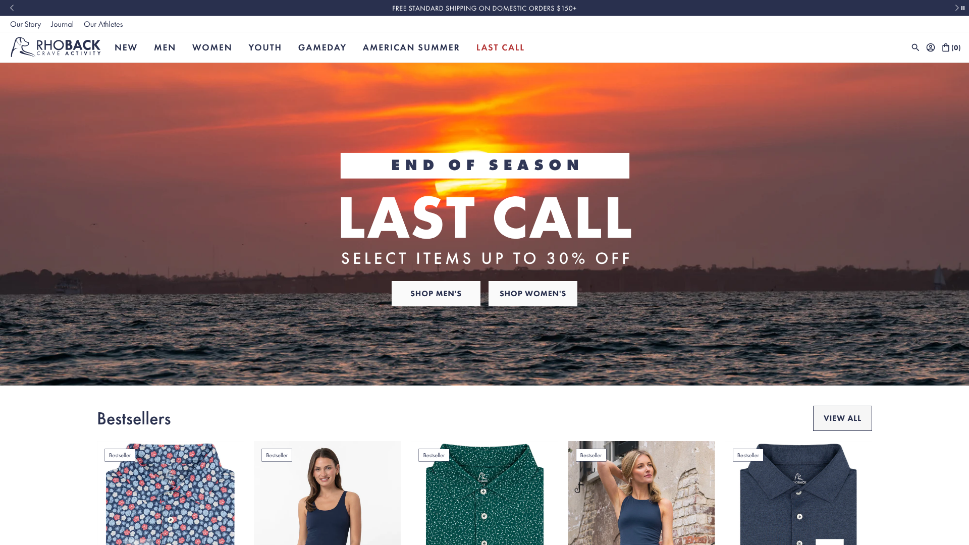 Rhoback golf apparel homepage