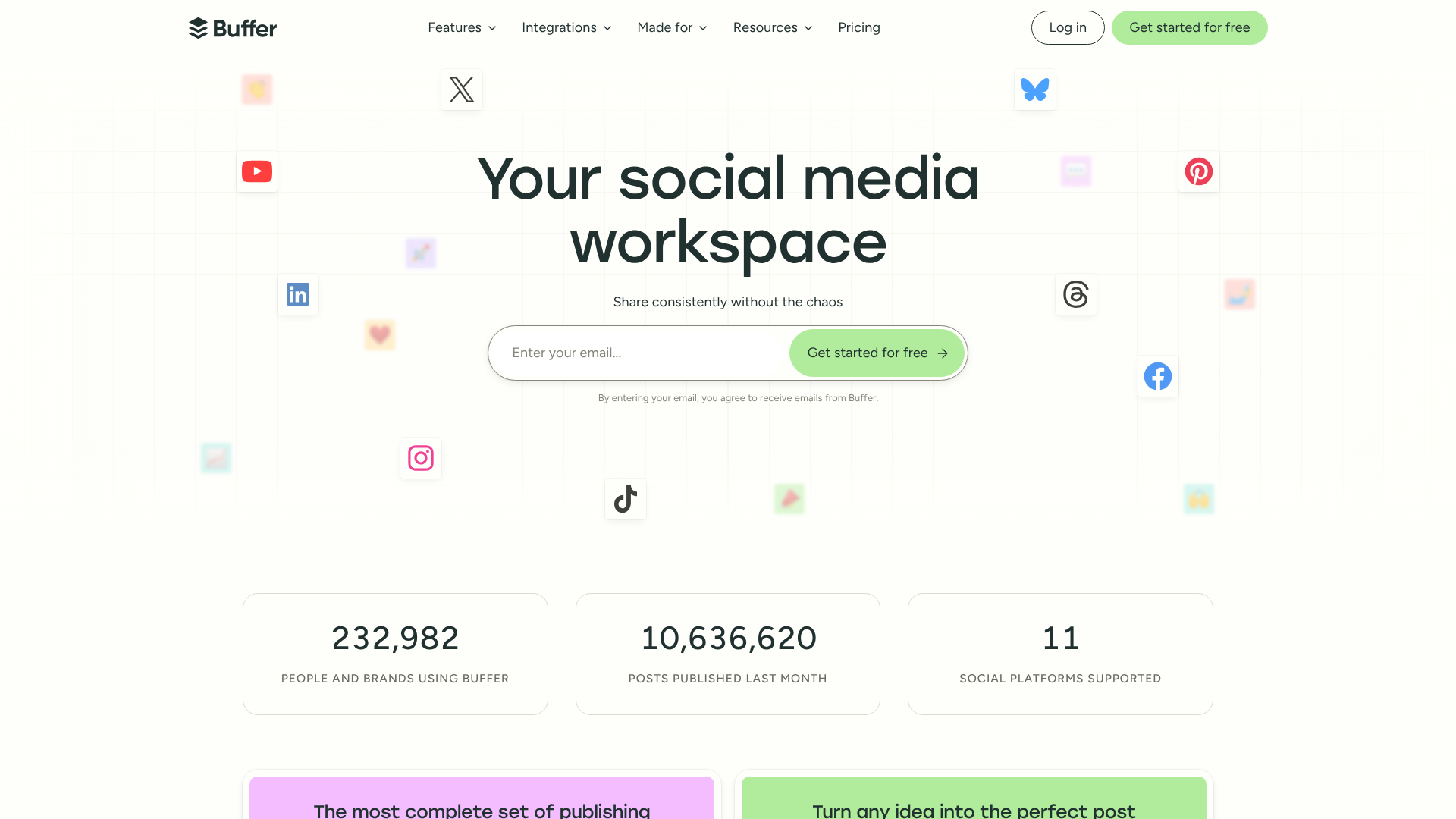 Buffer homepage screenshot